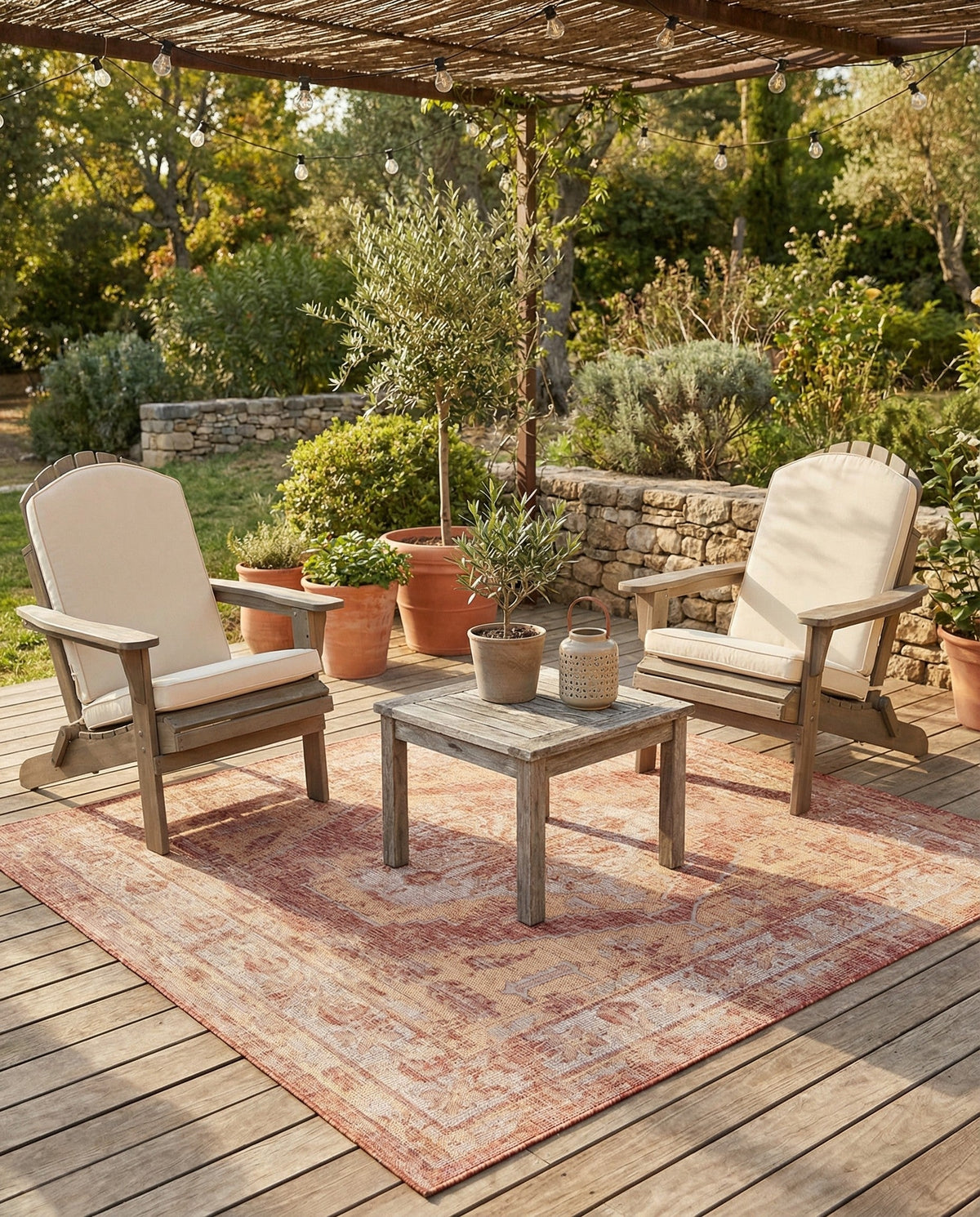 Patio Heritage Collection Area Rug -  Augusta (Rust Red) Square Rust Red  lifestyle 89
