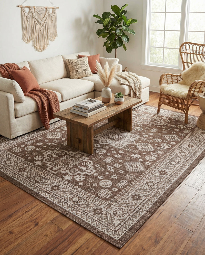 Tribal Terrace Treasures Collection Area Rug -  Incan Isle (Brown) Rectangle Brown  lifestyle 20