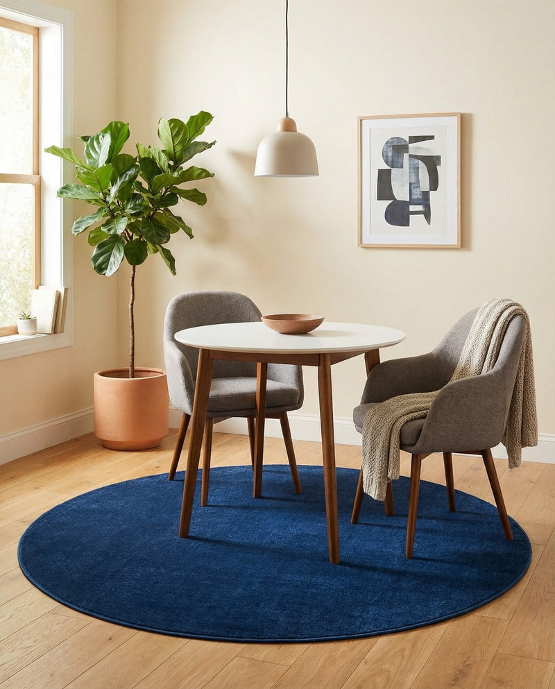 Soho Elegance Collection Area Rug - Chelsea (Navy Blue) Round Navy Blue  lifestyle 35