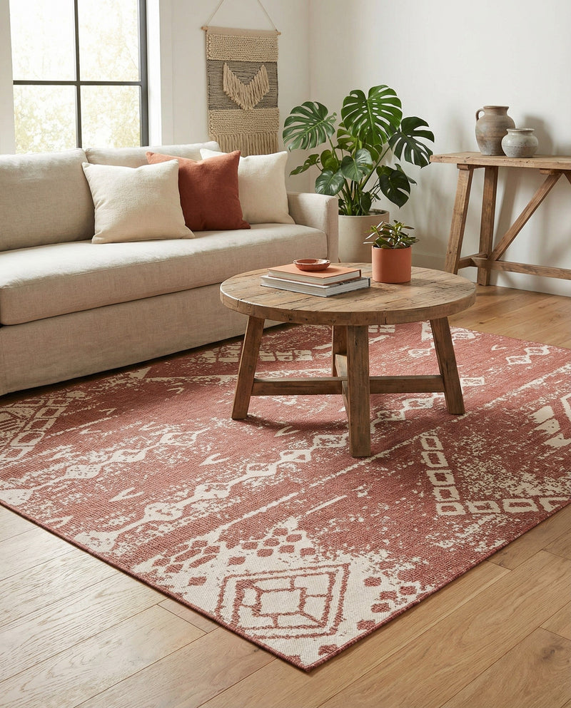 Desert Nomad Terrace Collection Area Rug - Sahara (Rust Red) Rectangle Rust Red  lifestyle 12