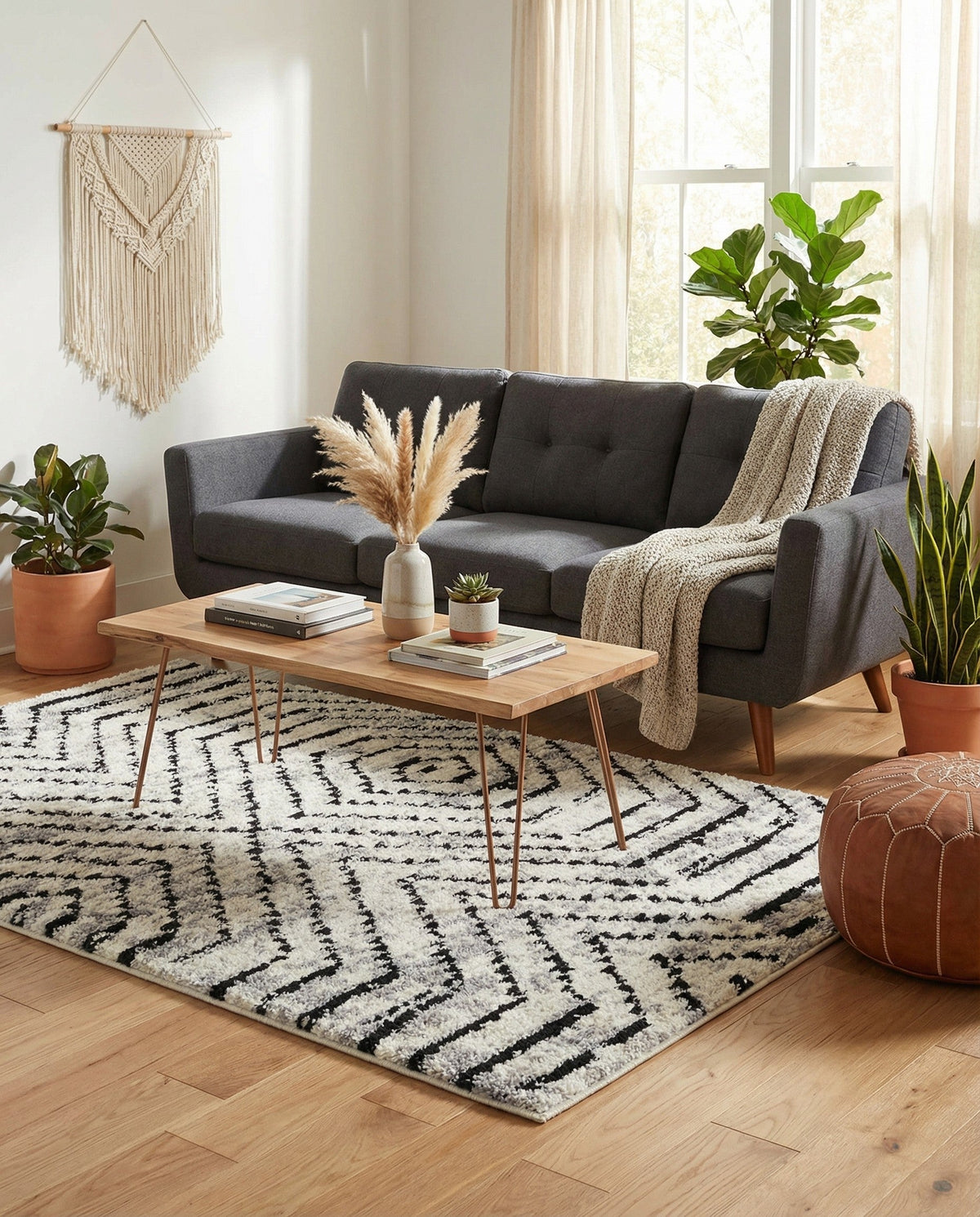 Marrakech Mosaic Collection Area Rug -  Tangier Rectangle Black and White  lifestyle 10