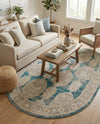 Seville Stripes Collection Area Rug -  Granada (Blue) Oval Blue  lifestyle 22