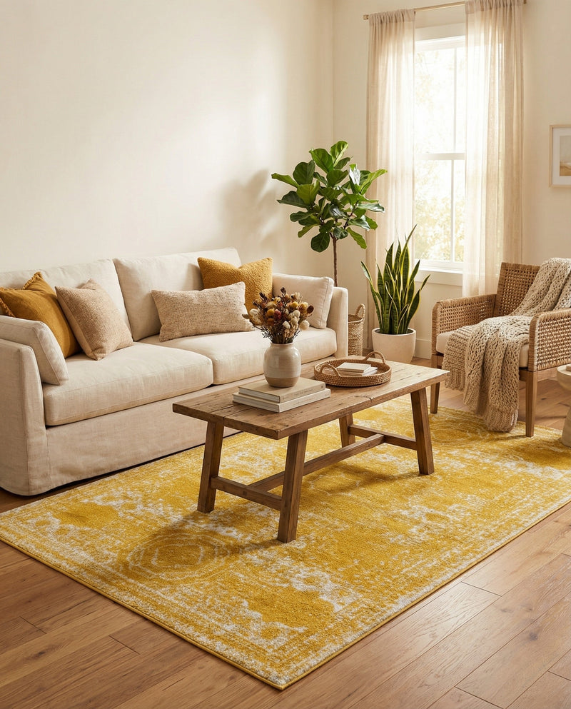 Dover Terrace Collection Area Rug -  Lagoon (Yellow) Rectangle Yellow  lifestyle 18
