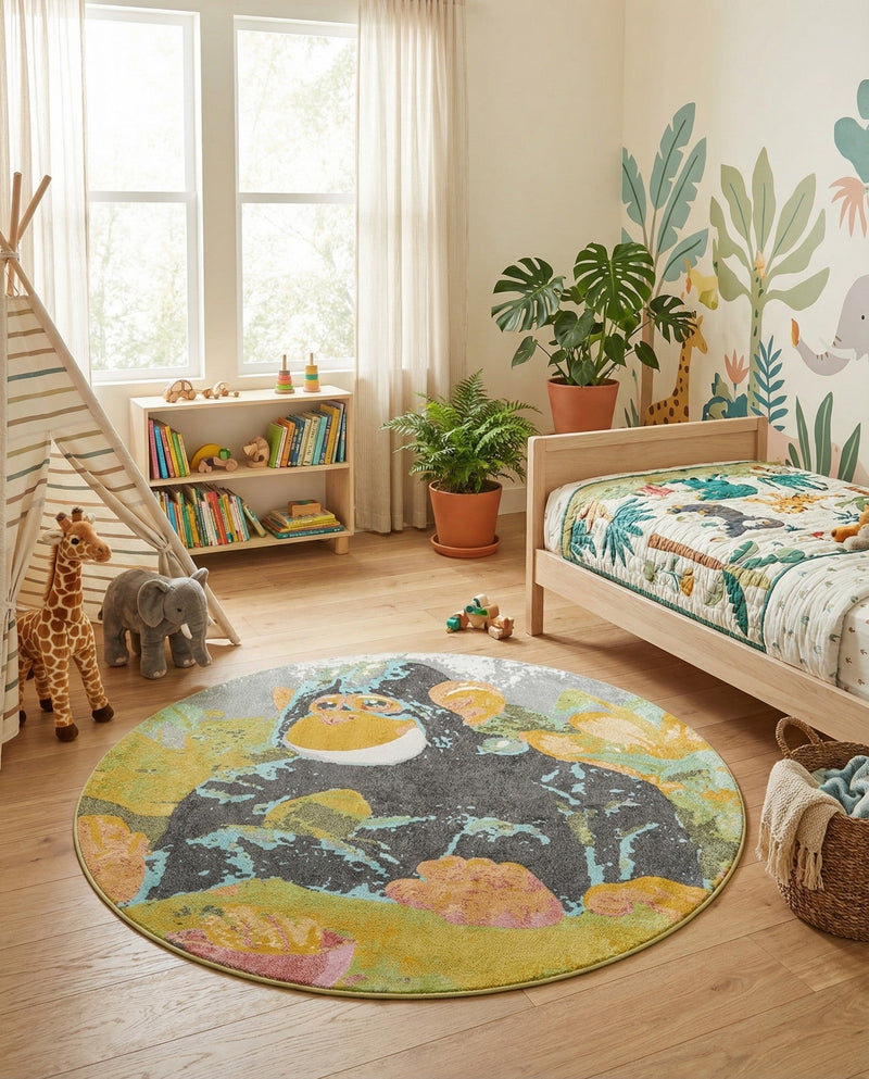 Wonder Tykes Collection Area Rug -  Dynamo Round Multi  lifestyle 52