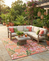 Seaside Blooms Collection Area Rug -  Kyoto Rectangle Coral  lifestyle 27