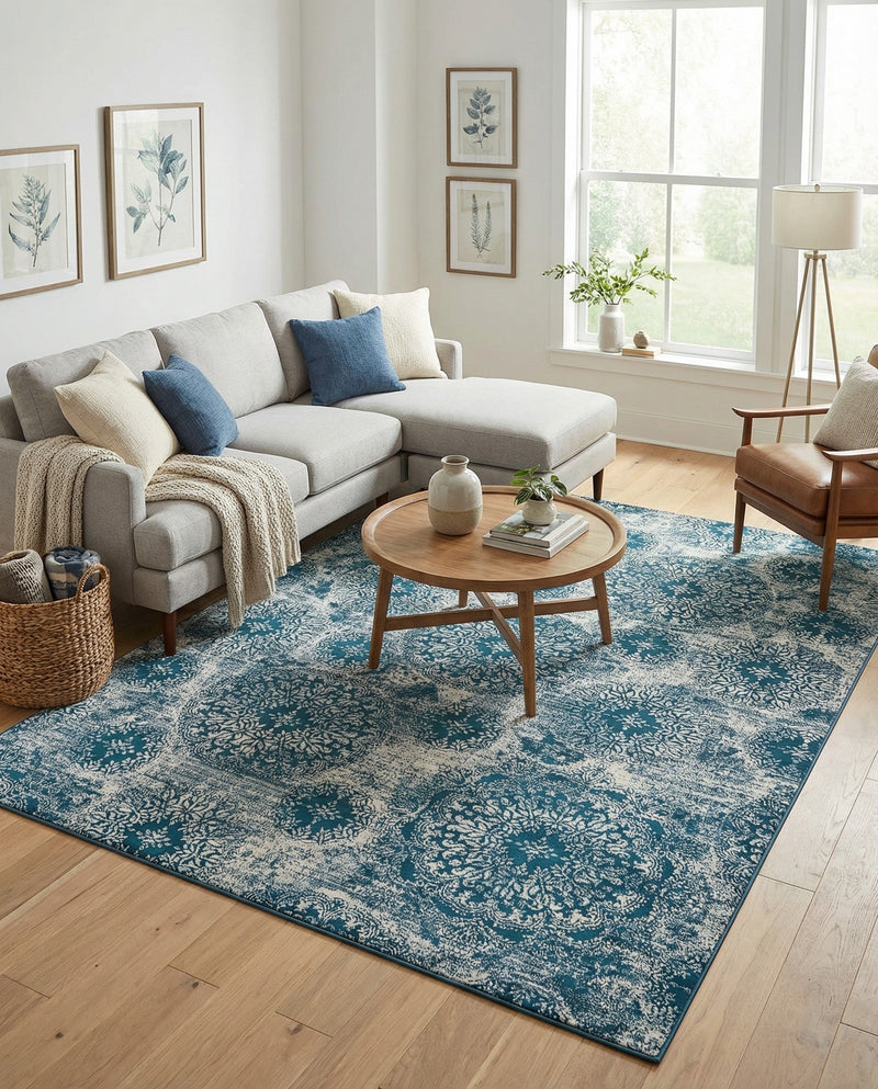 Riviera Elegance Collection Area Rug -  Monaco (Blue) Rectangle Blue  lifestyle 9