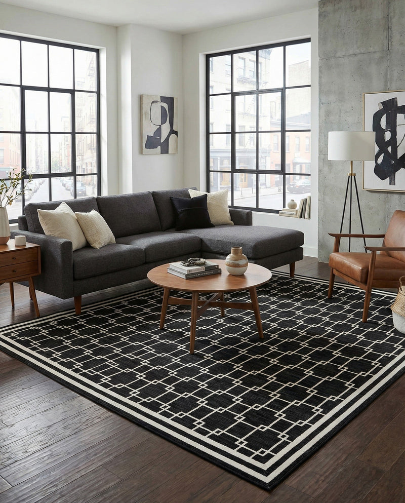 Metro Heights Collection Area Rug -  Fifth Rectangle Black  lifestyle 5