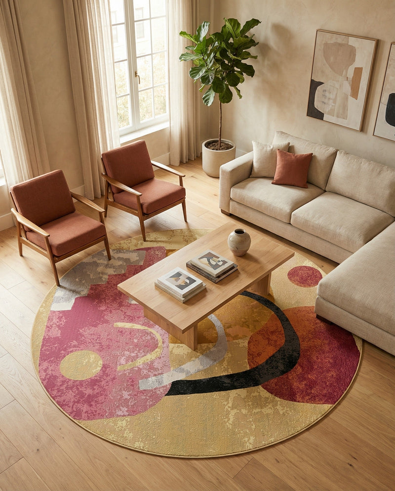 Urban Terrace Collection Area Rug -  Skyline Round Multi  lifestyle 56