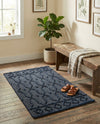 Savannah Weave Collection Area Rug - Serengeti Rectangle Navy Blue  lifestyle 17