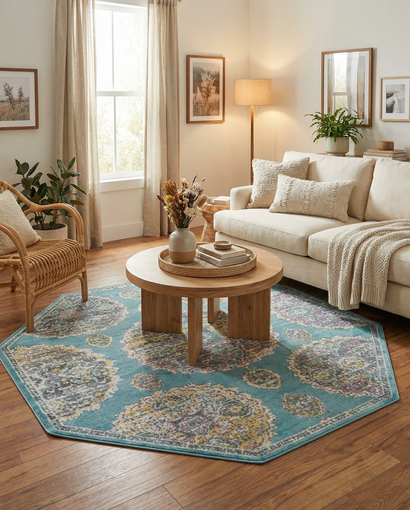 Arcadia Rugs Collection Area Rug -  Atlantis (Blue) Octagon Blue  lifestyle 43