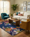 Meadow Breeze Collection Area Rug - Wildflower Rectangle Blue  lifestyle 28