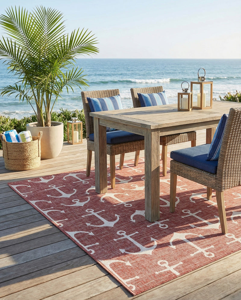 Seaside Haven Rugs Collection Area Rug - Sapphire (Rust Red) Rectangle Rust Red  lifestyle 13