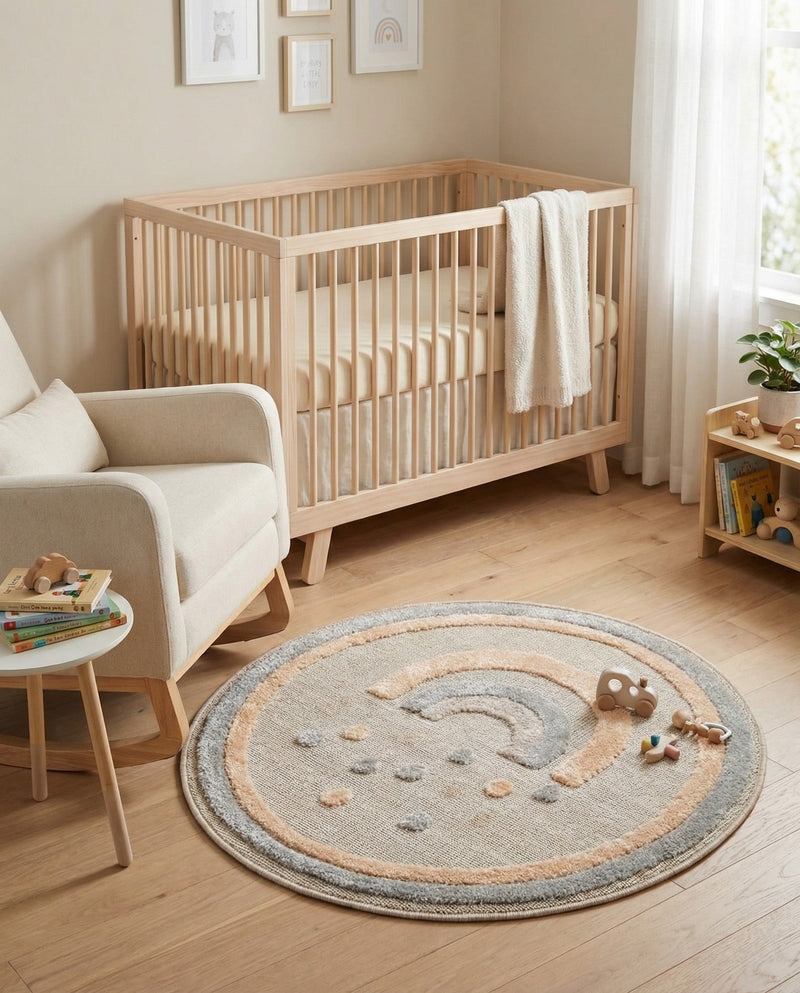 Wonder Tykes Collection Area Rug -  Frolicfield Round Multi  lifestyle 58