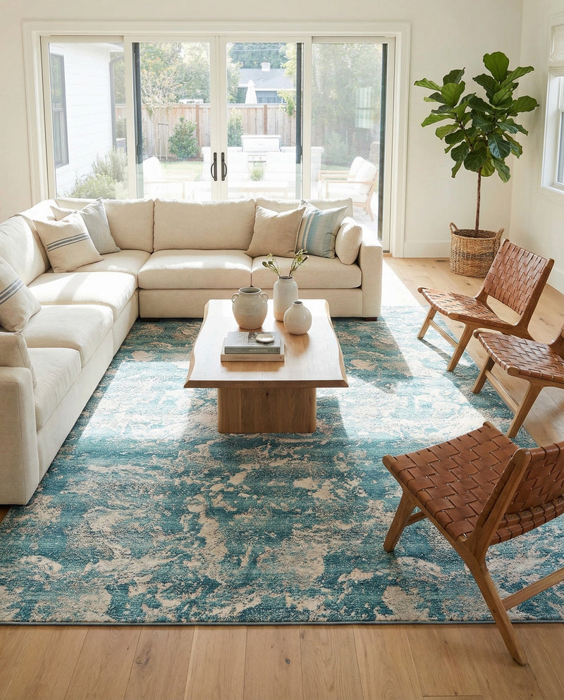 Urban Terrace Collection Area Rug -  Gazebo Rectangle Aqua Blue  lifestyle 13