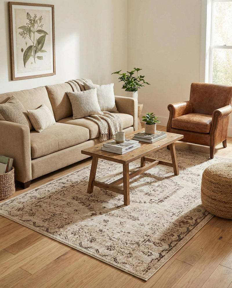 Eden Oasis Collection Area Rug -  Refuge (Beige) Rectangle Beige  lifestyle 18