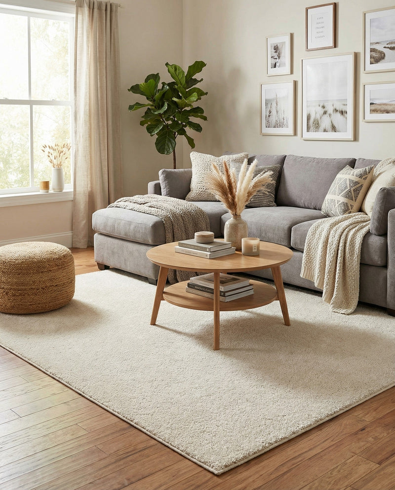 Solid Shag Seaside Collection Area Rug - Azure Cove (Ivory) Rectangle Ivory  lifestyle 11