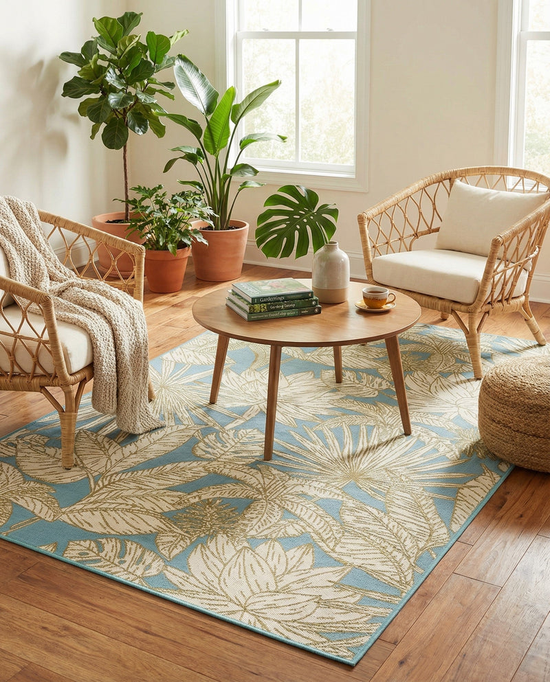 Seaside Blooms Collection Area Rug -  Shalimar Rectangle Soft Blue  lifestyle 19