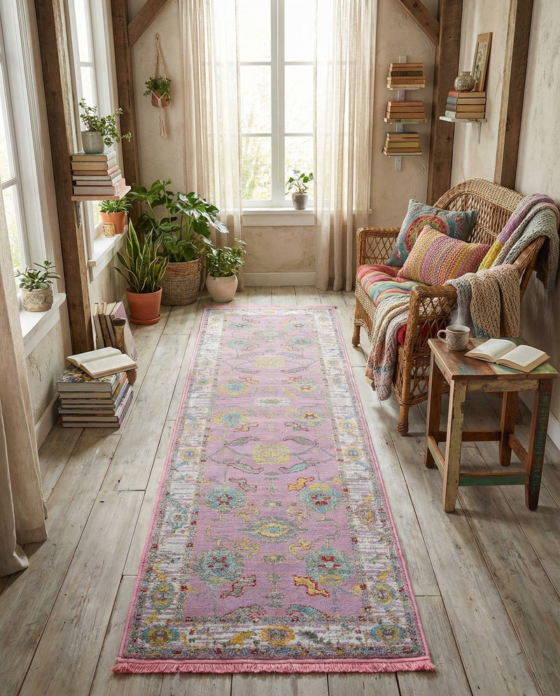 Arcadia Rugs Collection Area Rug - Eden (Pink) Runner Pink  lifestyle 68