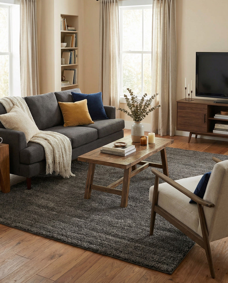 Solid Shag Seaside Collection Area Rug - Azure Cove (Gray) Rectangle Gray  lifestyle 21