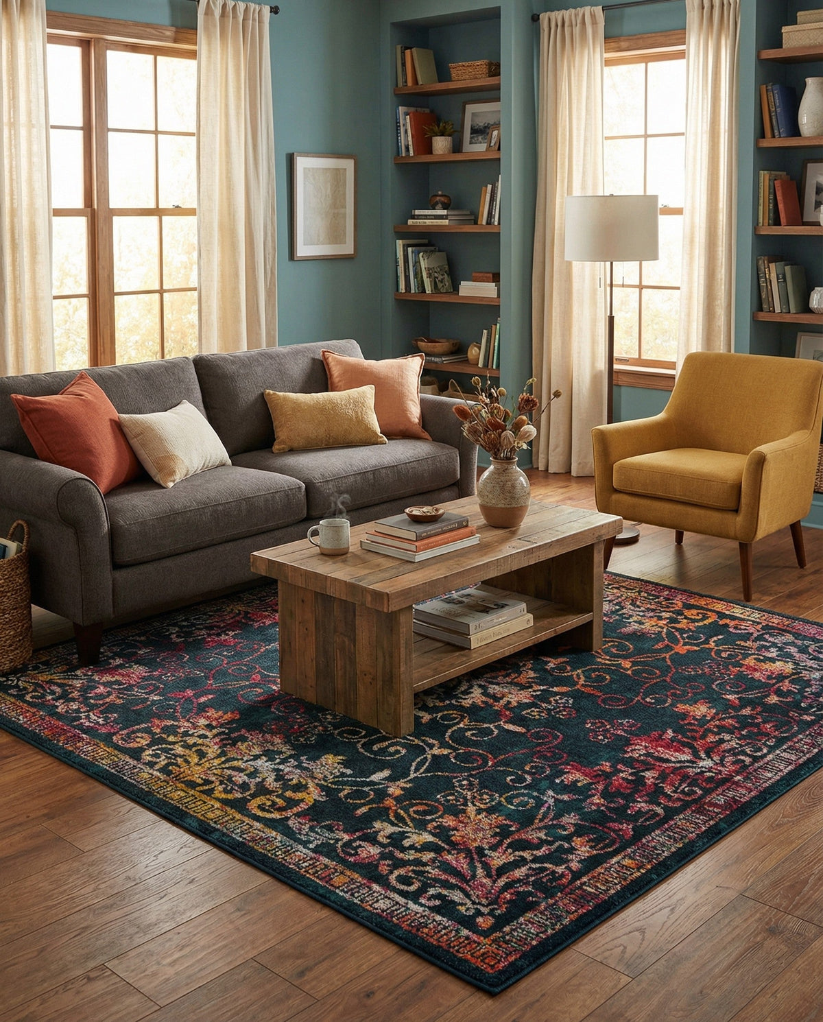 Brighton Terrace Collection Area Rug -  Saltdean Square Navy Blue  lifestyle 104