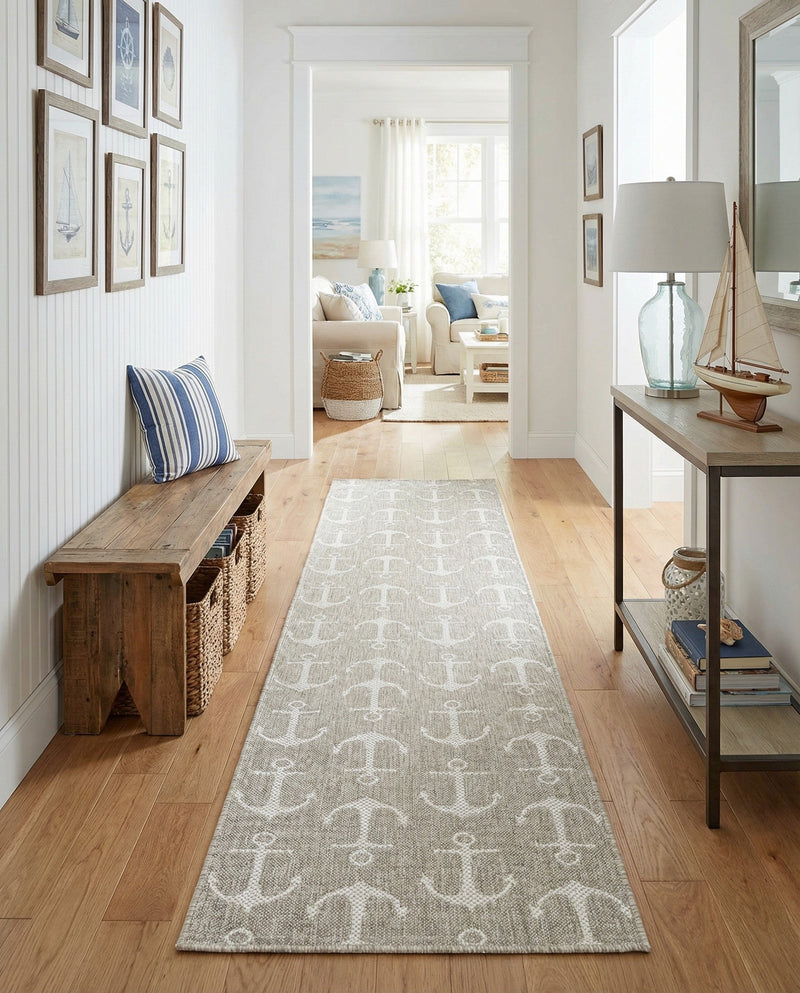 Seaside Haven Rugs Collection Area Rug - Sapphire (Gray) Runner Gray  lifestyle 73