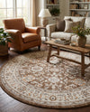 Savannah Elegance Collection Area Rug - Augusta (Brown) Round Brown  lifestyle 68