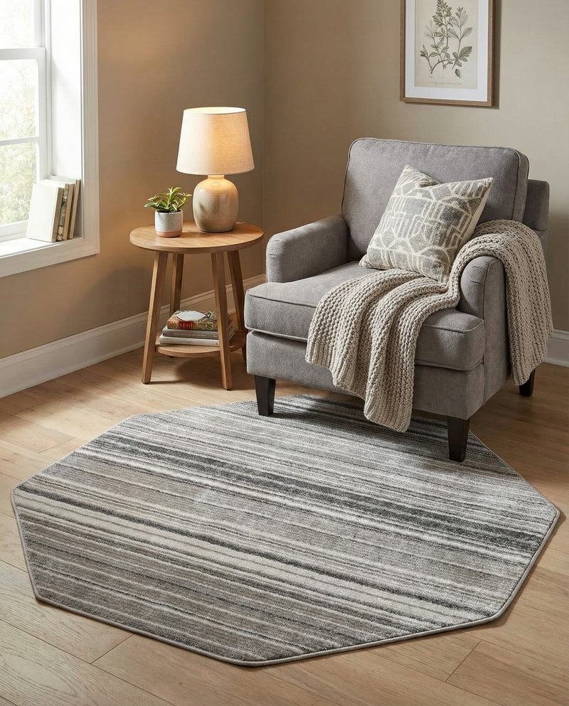 Jewel Oasis Collection Area Rug - Sapphire (Gray) Octagon Gray  lifestyle 75