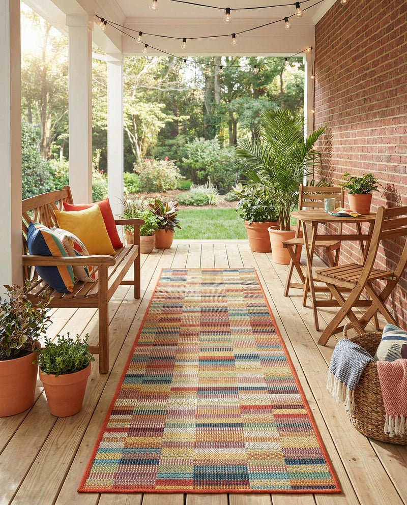 Coastal Terrace Collection Area Rug -  Harbor Runner Multi  lifestyle 75