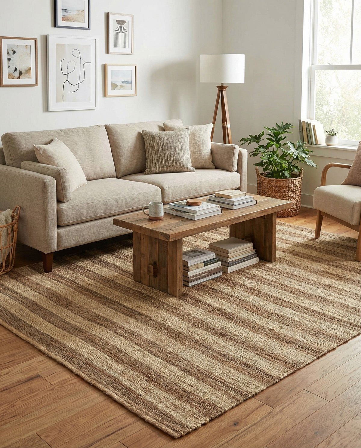 Woven Seaside Jute Collection Area Rug - Nantucket Rectangle Natural Ivory  lifestyle 63