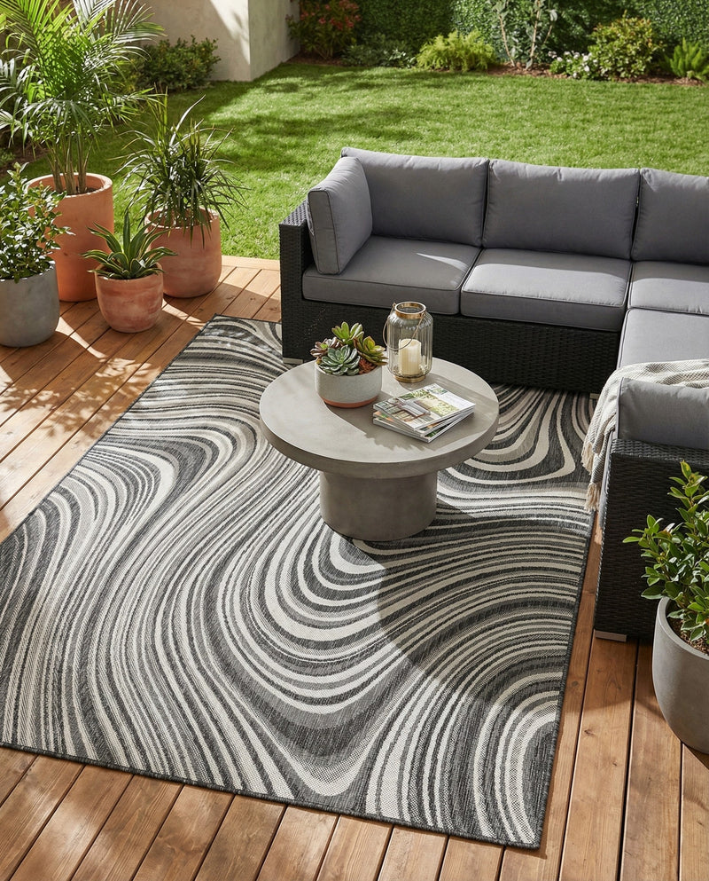 Urban Terrace Collection Area Rug - Soho Rectangle Charcoal  lifestyle 68