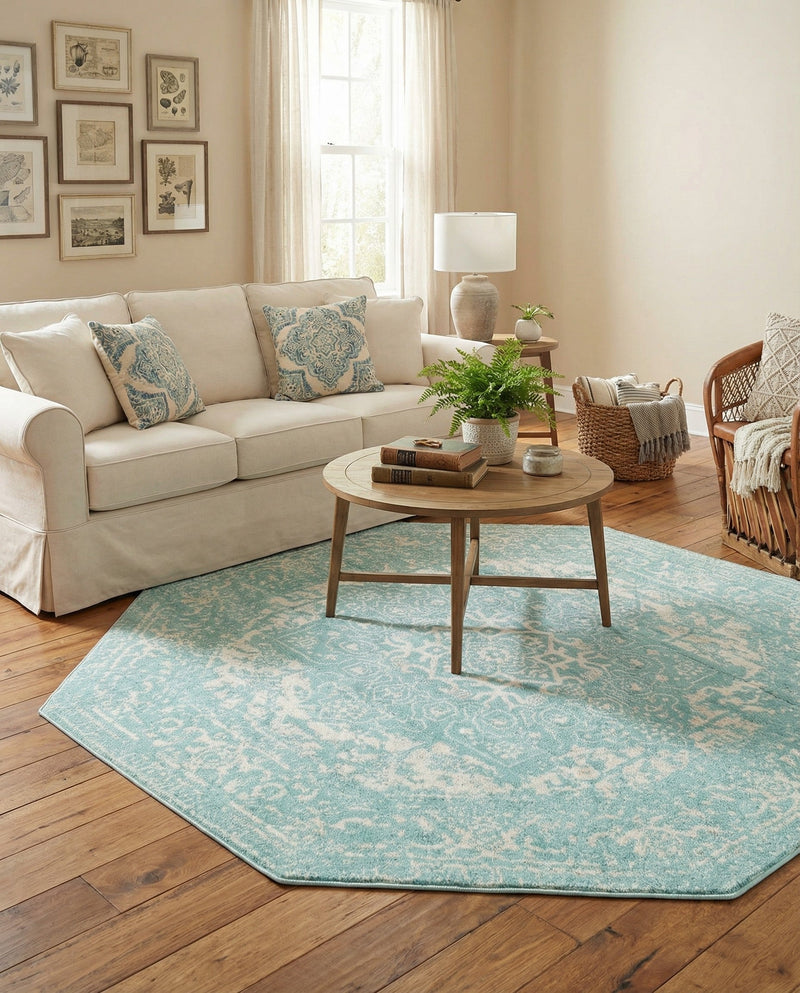 Georgetown Rugs Collection Area Rug - Dupont (Aqua) Octagon Aqua  lifestyle 50