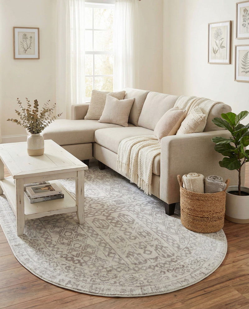 Cambridge Classics Collection Area Rug - Trinity (Cream) Oval Cream  lifestyle 53