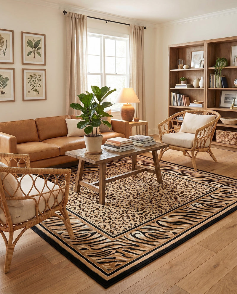Savannah Sojourn Collection Area Rug -  Chobe Square Light Brown  lifestyle 72