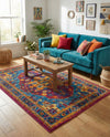 Caribbean Cove Collection Area Rug -  Canouan Rectangle Pink Blue  lifestyle 11