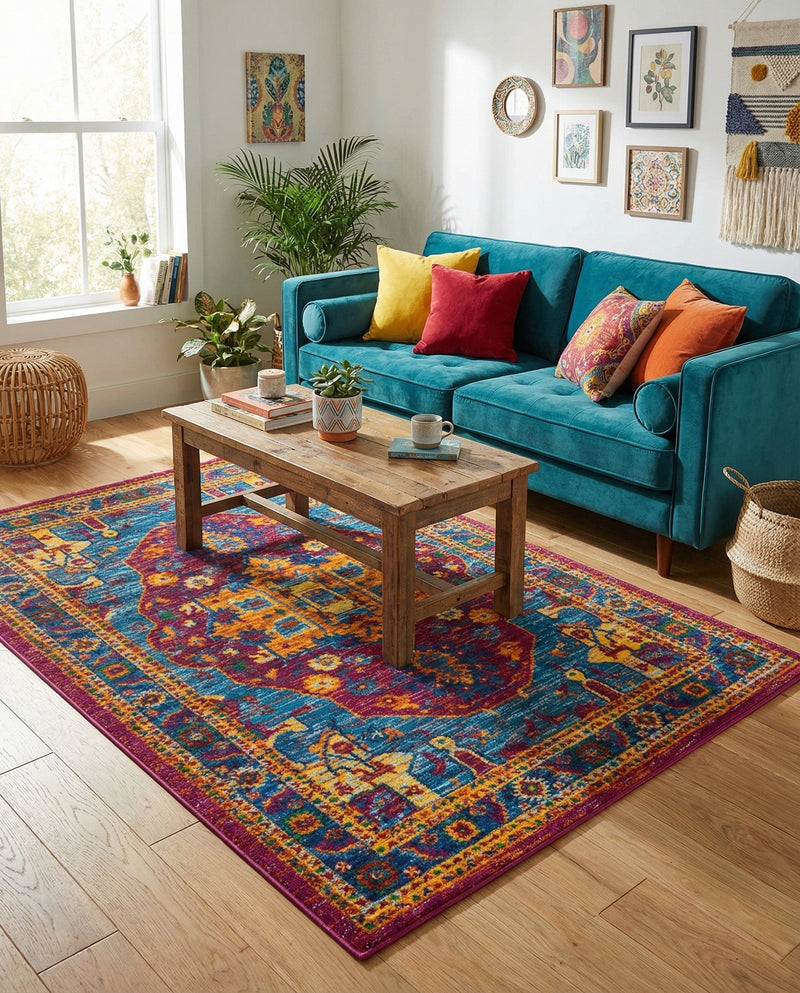 Caribbean Cove Collection Area Rug -  Canouan Rectangle Pink Blue  lifestyle 11