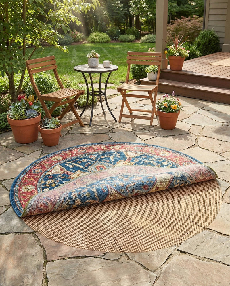 All-Weather Floor Shield Collection Rug Pad - Terracotta Round Brown  lifestyle 34