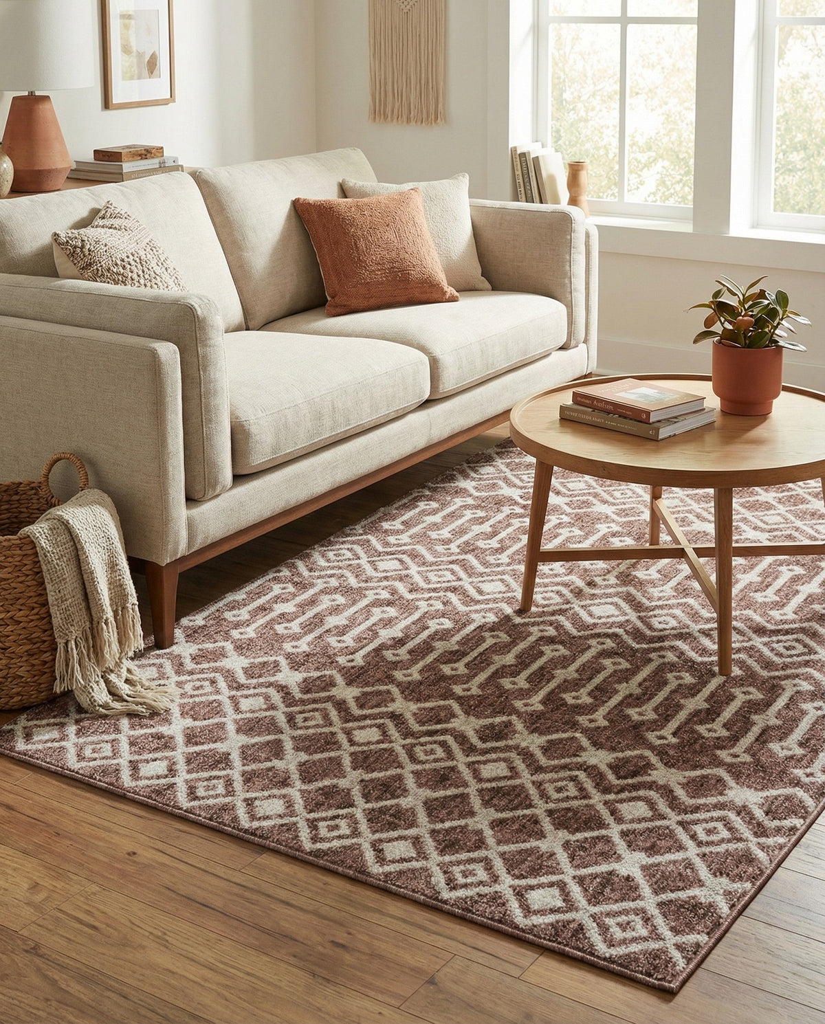 Geo Garden Lattice Collection Area Rug -  Andalusia Rectangle Dusty Rose  lifestyle 15