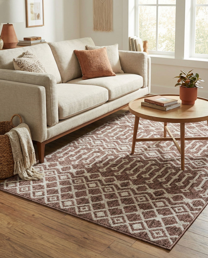 Geo Garden Lattice Collection Area Rug -  Andalusia Rectangle Dusty Rose  lifestyle 15