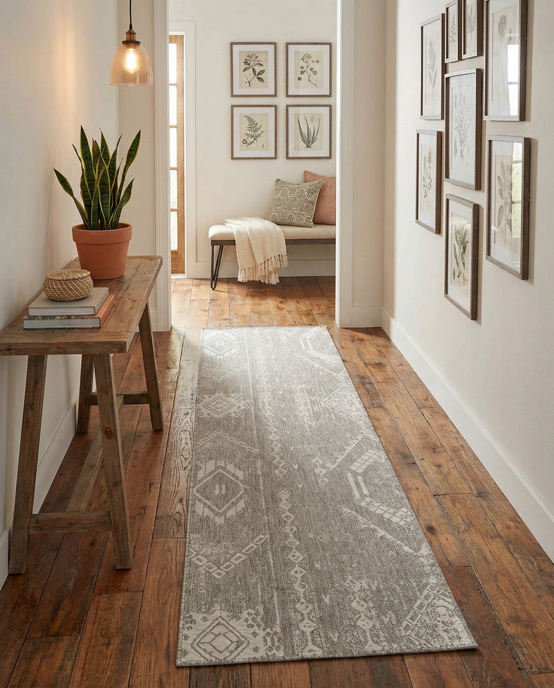 Desert Nomad Terrace Collection Area Rug - Sahara (Gray) Runner Gray  lifestyle 33
