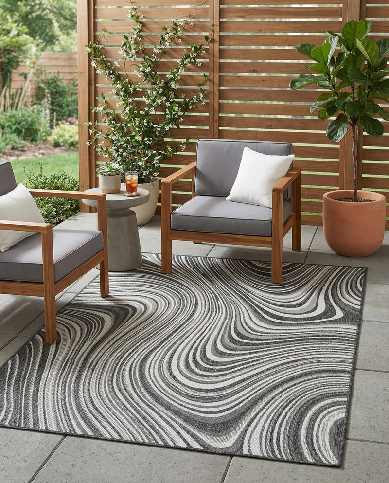Urban Terrace Collection Area Rug - Soho Rectangle Charcoal  lifestyle 45