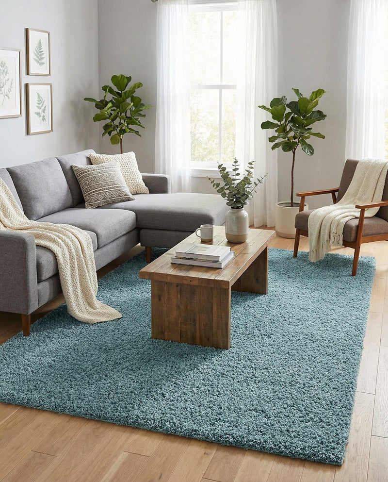 Plush Oasis Collection Area Rug - Serenity (Light Slate Blue) Rectangle Light Slate Blue  lifestyle 16