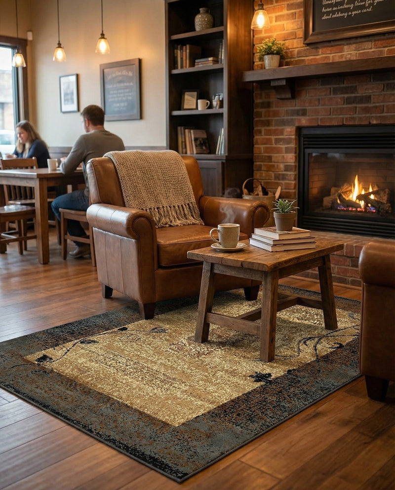 Bistro Lounge Collection Area Rug -  Affogato Rectangle Beige  lifestyle 14