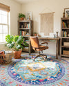 Heritage Elegance Collection Area Rug -  Taj Round Blue  lifestyle 34
