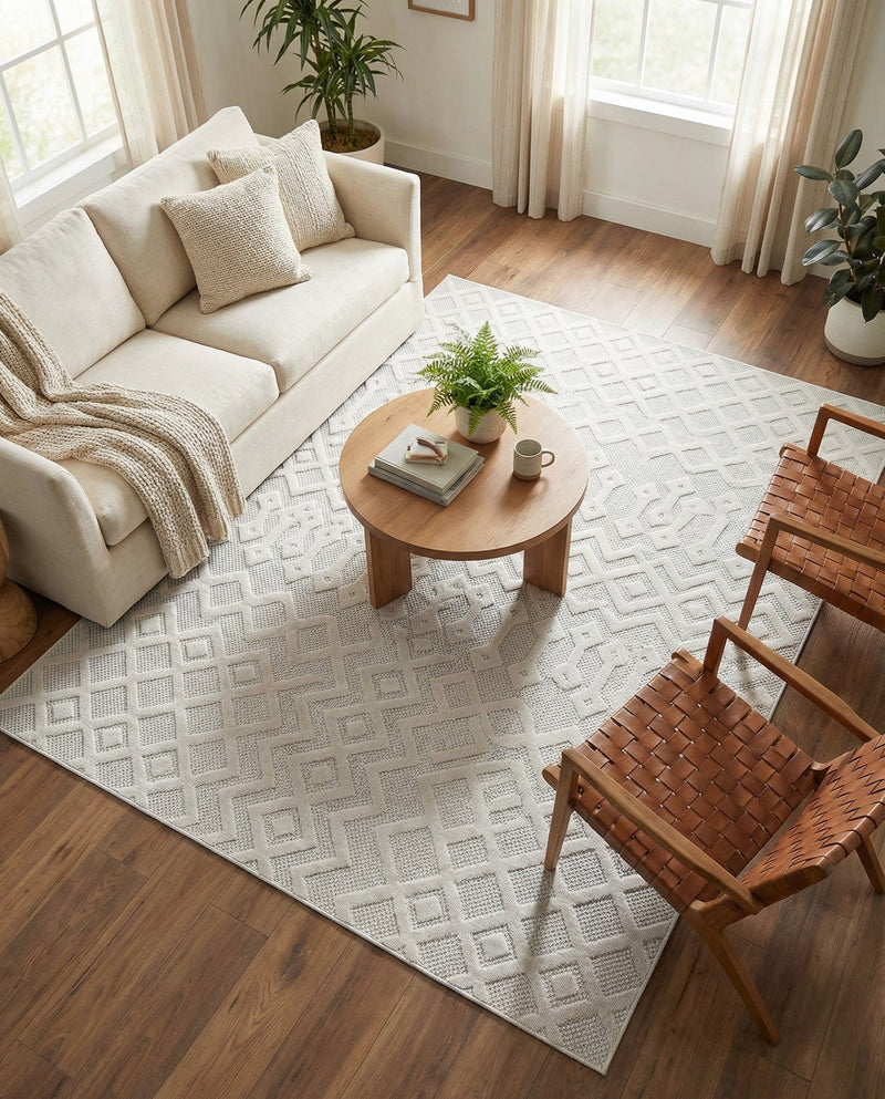 Garden Lattice Charm Collection Area Rug -  Pergola (Ivory) Rectangle Ivory  lifestyle 4