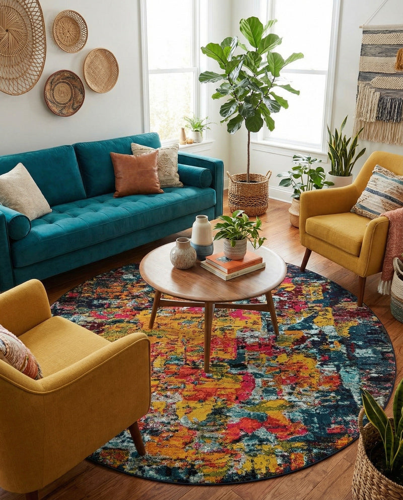 Marrakesh Elegance Collection Area Rug -  Larache Round Multi  lifestyle 57
