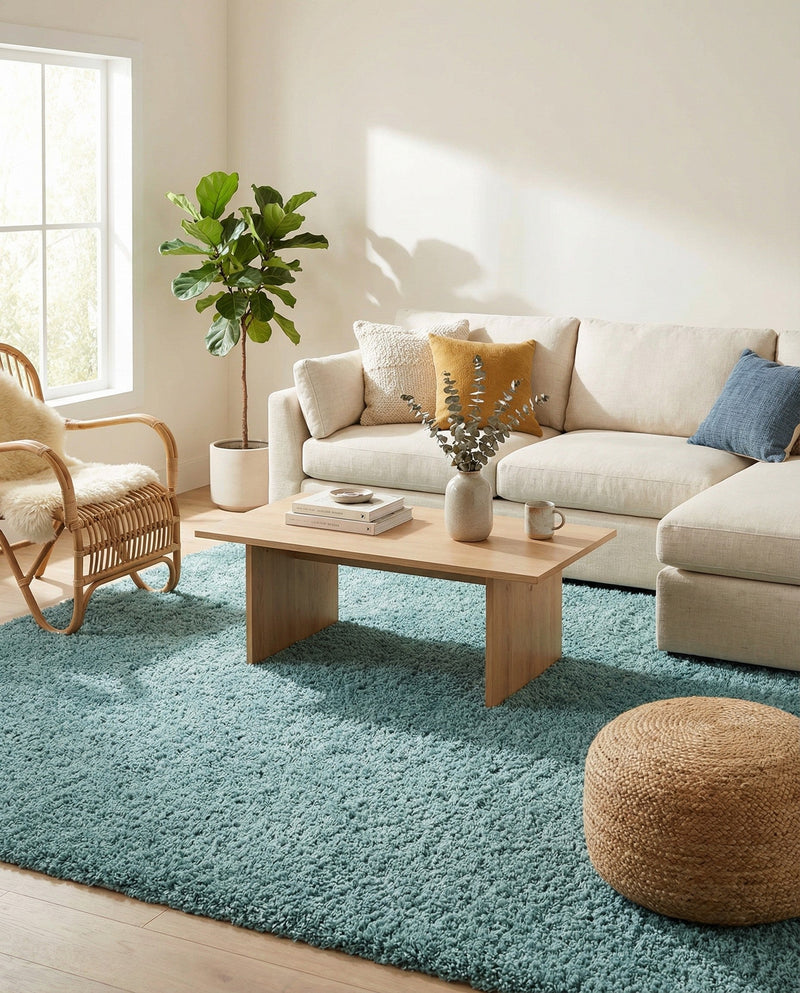 Plush Oasis Collection Area Rug - Serenity (Light Slate Blue) Square Light Slate Blue  lifestyle 46