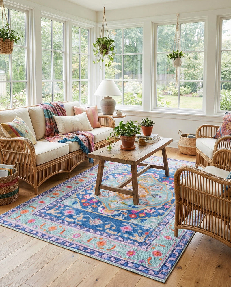 Heritage Elegance Collection Area Rug -  Taj Rectangle Blue  lifestyle 13