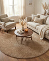 Solid Shag Seaside Collection Area Rug - Azure Cove (Light Brown) Round Light Brown  lifestyle 28