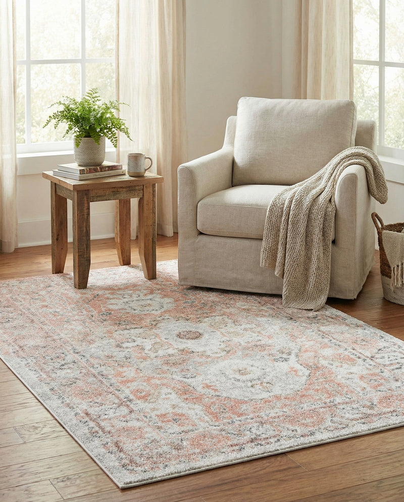 Parisian Elegance Collection Area Rug - Versailles (Rose Pink) Rectangle Rose Pink  lifestyle 12