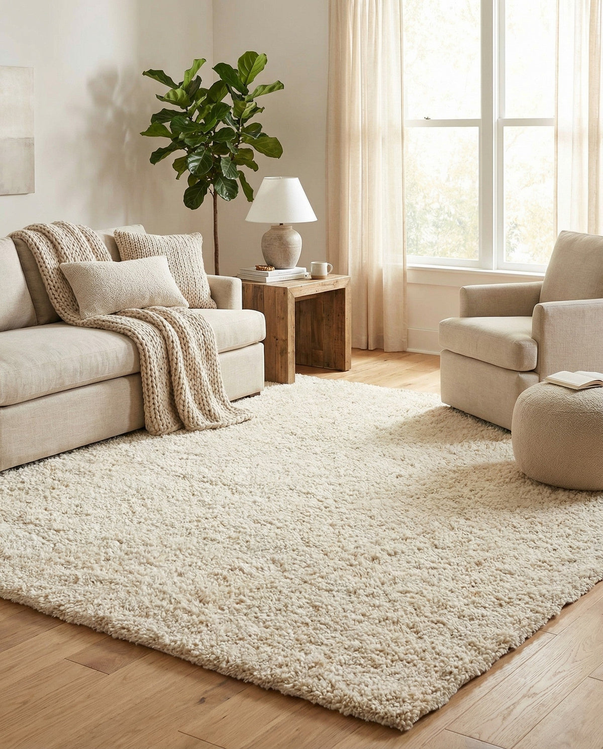 Wellington Luxe Shag Collection Area Rug - Kapiti Square Moroccan Ivory  lifestyle 92
